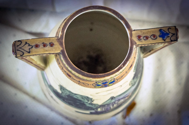 Antique ceramic two-handled jug or pitcher-Nippon