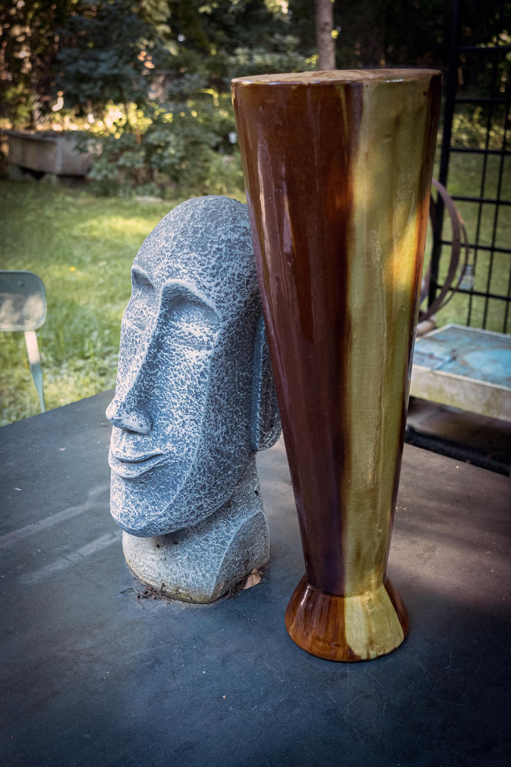 Mid-century Polish design Ceramic Brown and Green Vase
