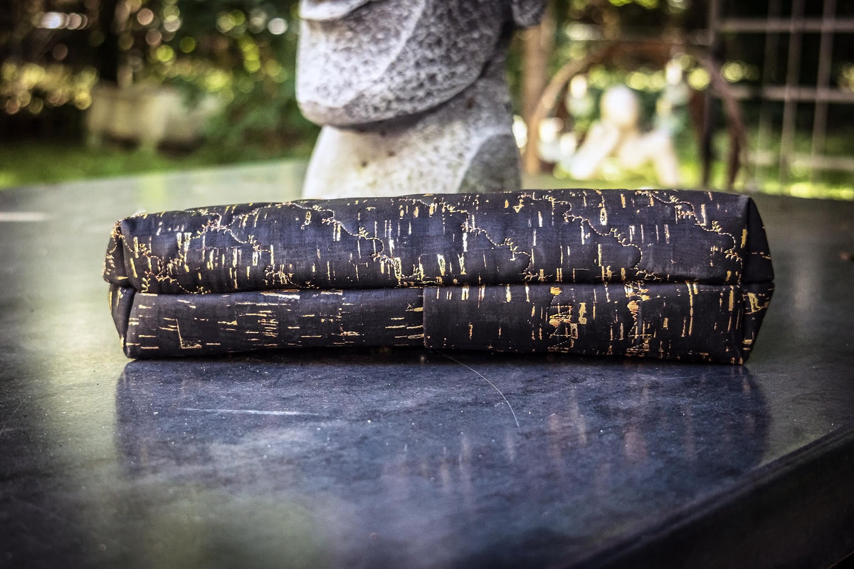 The Gilded Eclipse-Handmade cork and natural leather, and top handle bag with gold chain.