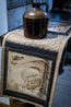 Luxury Hand-Tooled Leather Table Runner-Pyrography Swan Art Dresser Scarf, Waterproofed Vegetable Tanned Leather & Natural Cork Home Decor