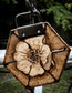 Hand-Burned Floral Leather Keychain, Hexagon flower bag Charm, Botanical Pyrography Key Fob, Unique Gift for Nature Lovers.