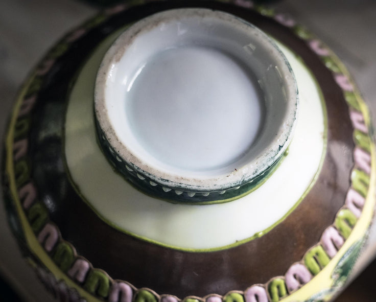 Base of the antique Nippon -style vase showing unmarked porcelain